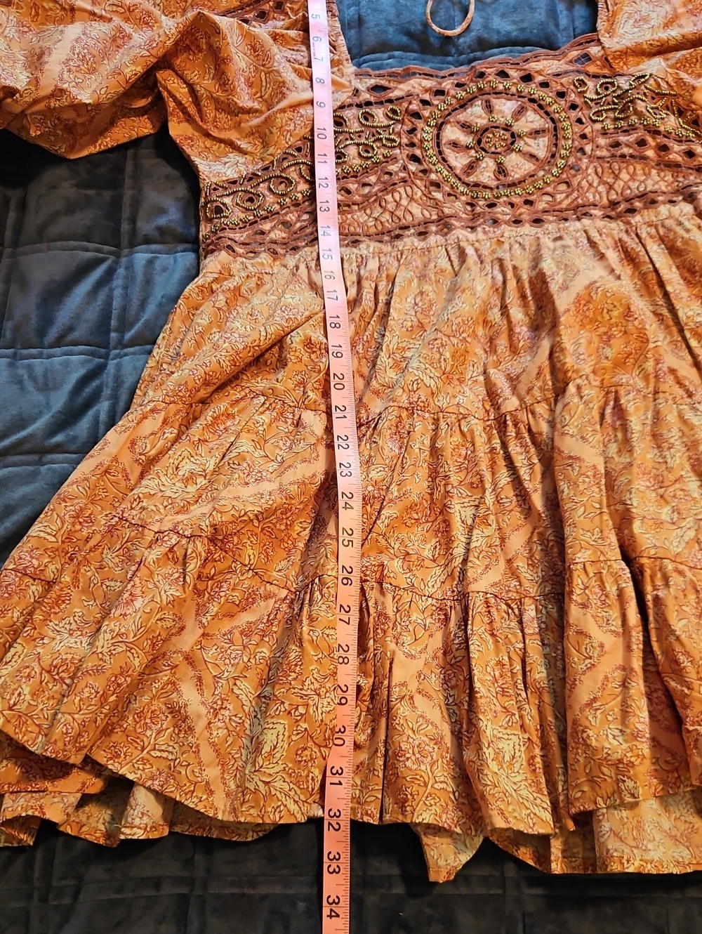 Free People Marias Beaded & Crochet Mini Dress, Rare, Embroidered Boho, M - Picture 10 of 12